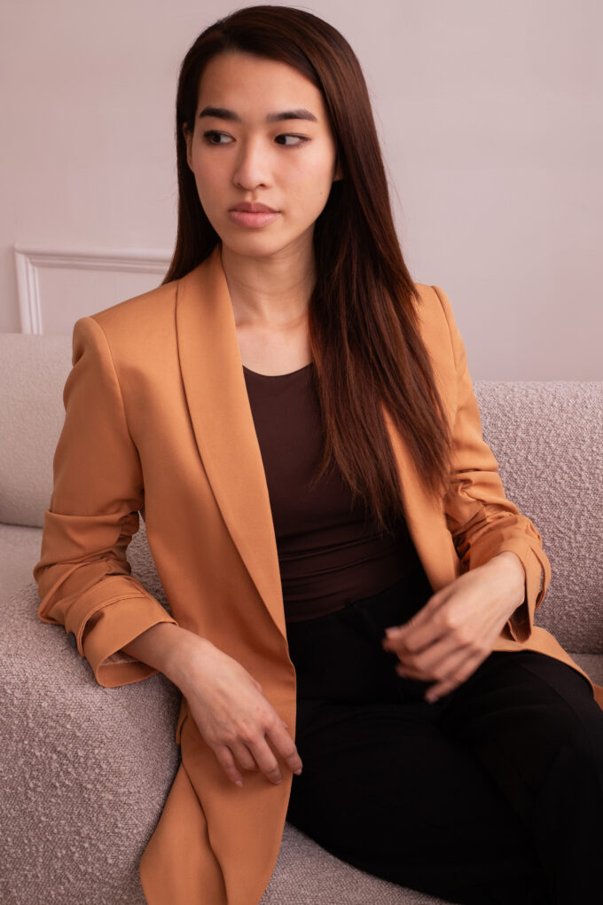 Tan boyfriend blazer on sale