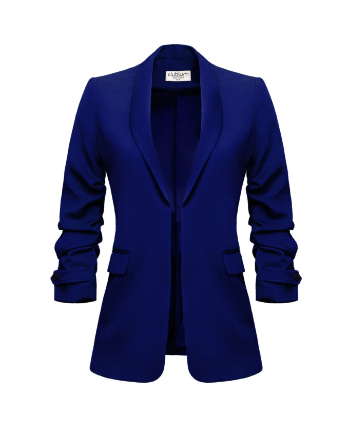 Ruffled Sleeve Blazers (Navy Blue)