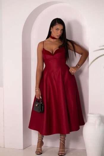 Nichole wine Dress with choker