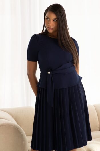 Navy blue pleated Dress
